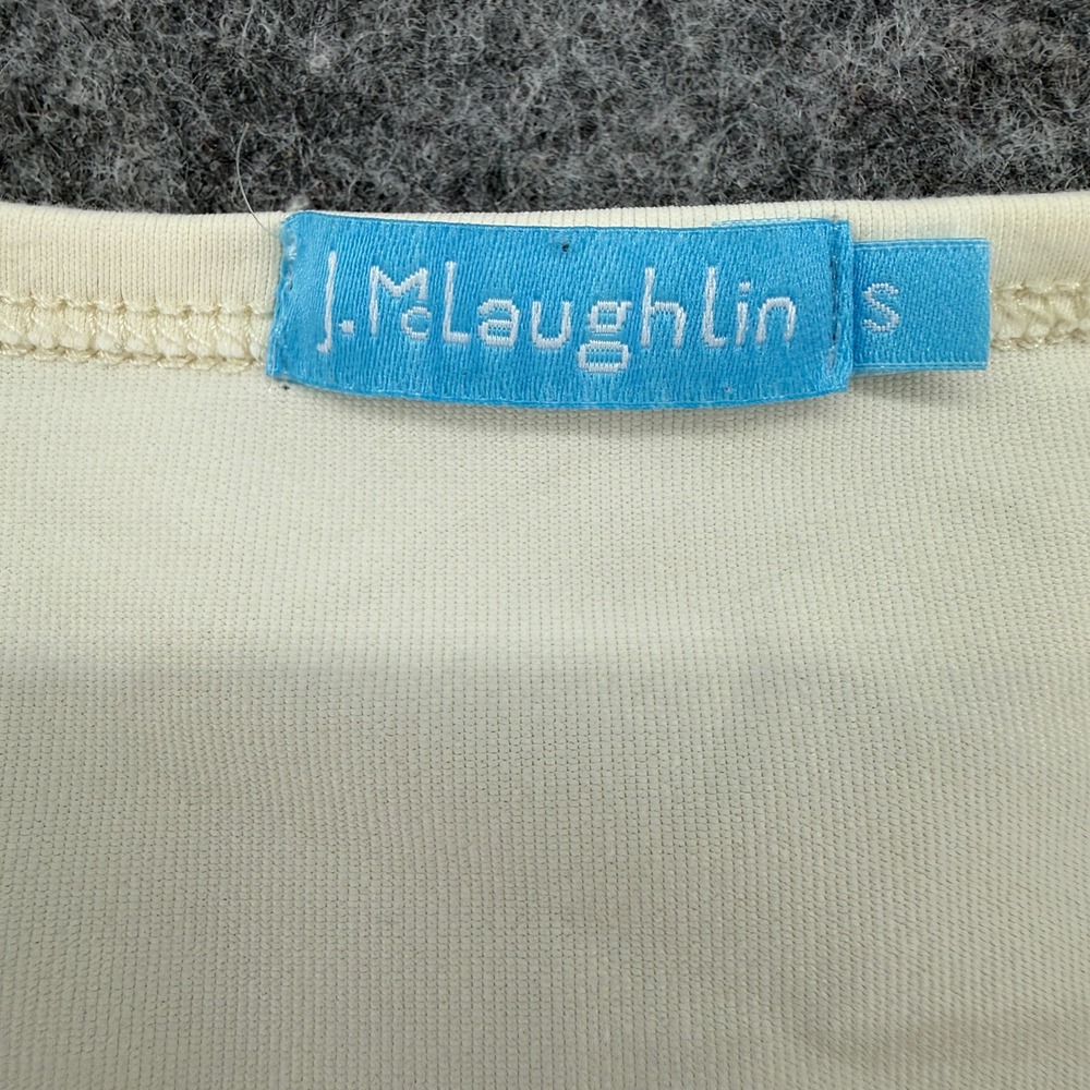 J.McLaughlin Top Women S Cream 3/4 Sleeve Scoop Neck Stretch Minimalist - Picture 8 of 12